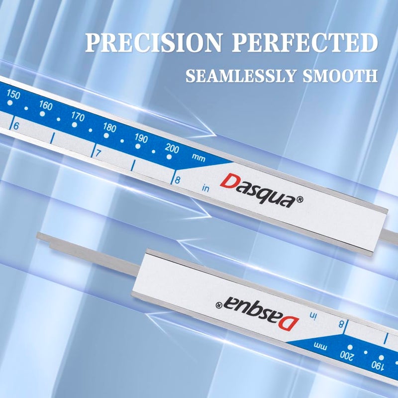 Dasqua 8”/200mm Digital Caliper, Stainless Steel Precision Measuring Tool with Advanced Dual Chip, Large LCD, Resolution 0.0005”/0.01mm, Accuracy ±0.001”/0.02mm - Image 5